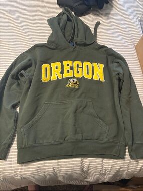 Oregon Green College Hoodie with Yellow Lettering